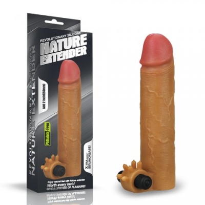 Насадка на пенис с вибропулей Nature Extender Brown 19 см